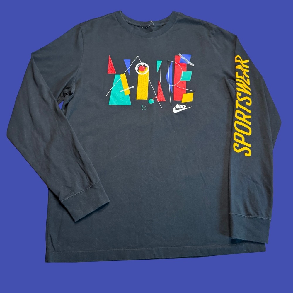 Nike Shirt Mens Large Black Long Sleeve Sportswear Graphic T Shirt Tee